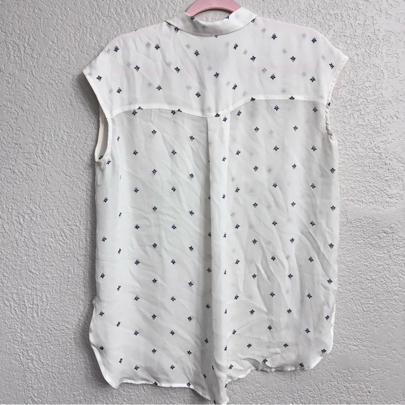 Pendleton White/Navy Sleeveless Oversized Blouse - Size XS - Picture 5 of 6